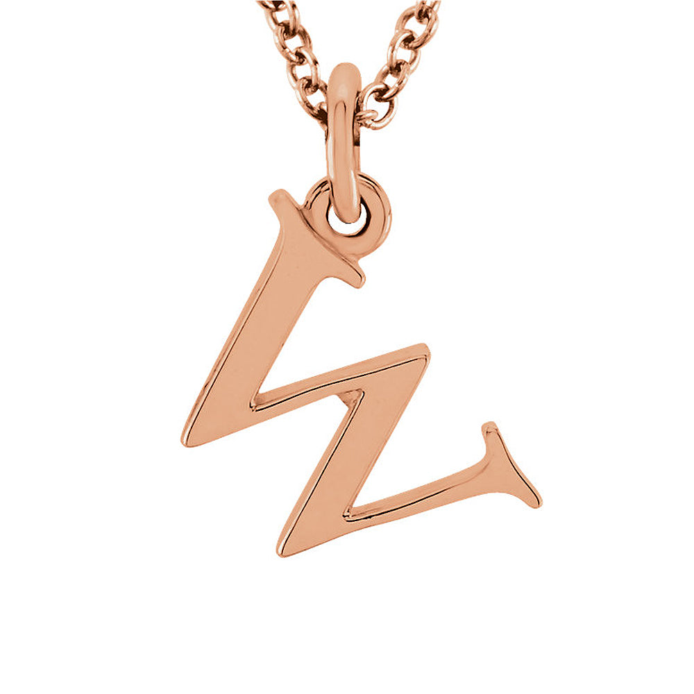 The Abbey Lower Case Initial &#39;w&#39; Necklace in 14k Rose Gold, 16 Inch, Item N10363-W by The Black Bow Jewelry Co.