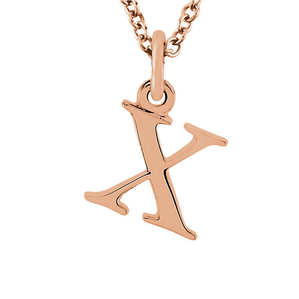 The Abbey Lower Case Initial &#39;x&#39; Necklace in 14k Rose Gold, 16 Inch, Item N10363-X by The Black Bow Jewelry Co.