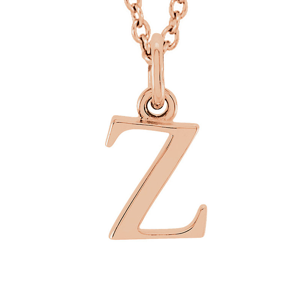 The Abbey Lower Case Initial &#39;z&#39; Necklace in 14k Rose Gold, 16 Inch, Item N10363-Z by The Black Bow Jewelry Co.