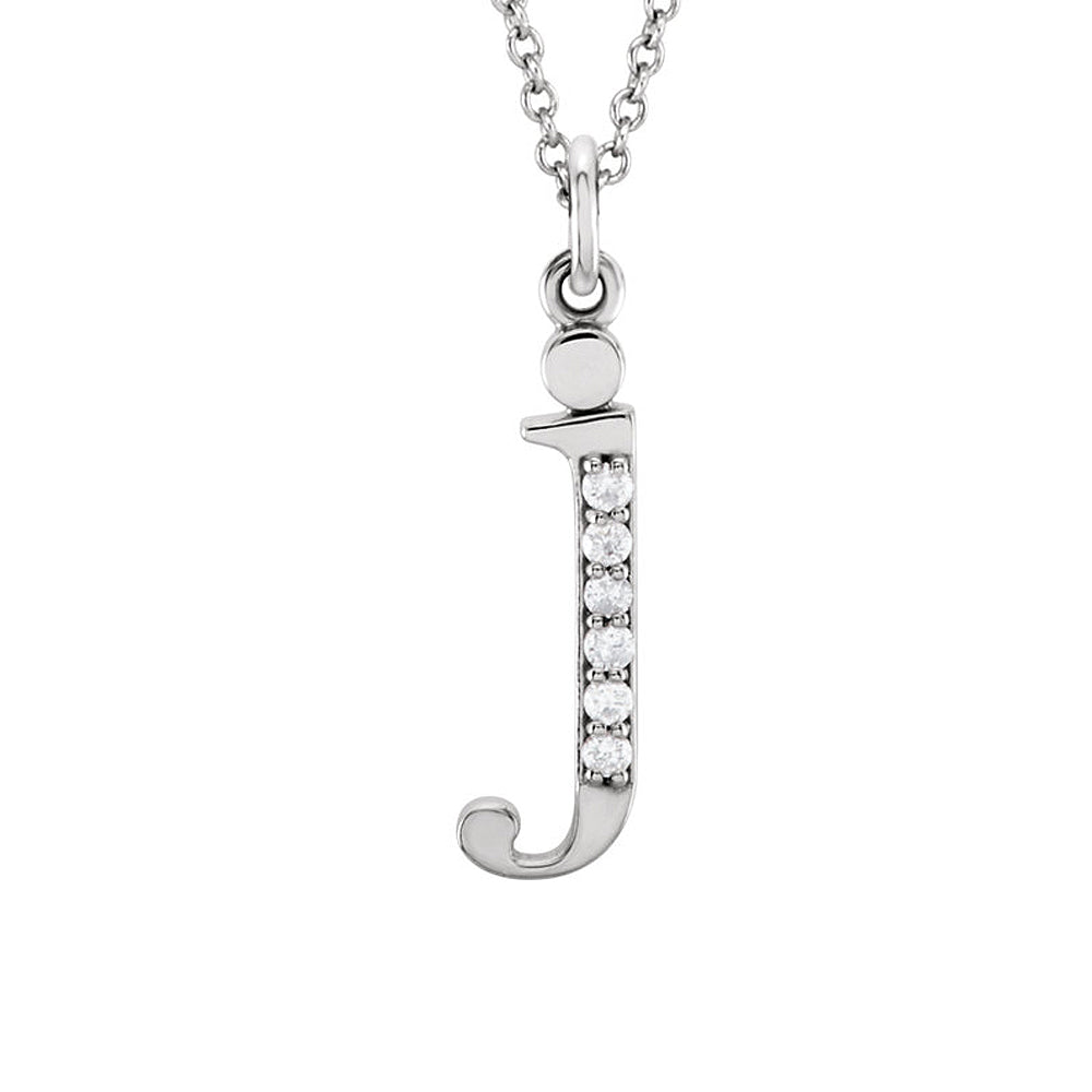 The Abbey 14k White Gold Diamond Lower Case Initial 'j' Necklace 16 In