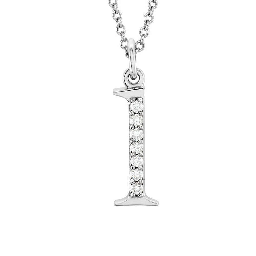 The Abbey 14k White Gold Diamond Lower Case Initial &#39;l&#39; Necklace 16 In, Item N10367-L by The Black Bow Jewelry Co.