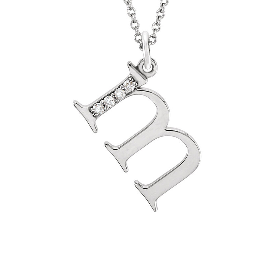 The Abbey 14k White Gold Diamond Lower Case Initial &#39;m&#39; Necklace 16 In, Item N10367-M by The Black Bow Jewelry Co.