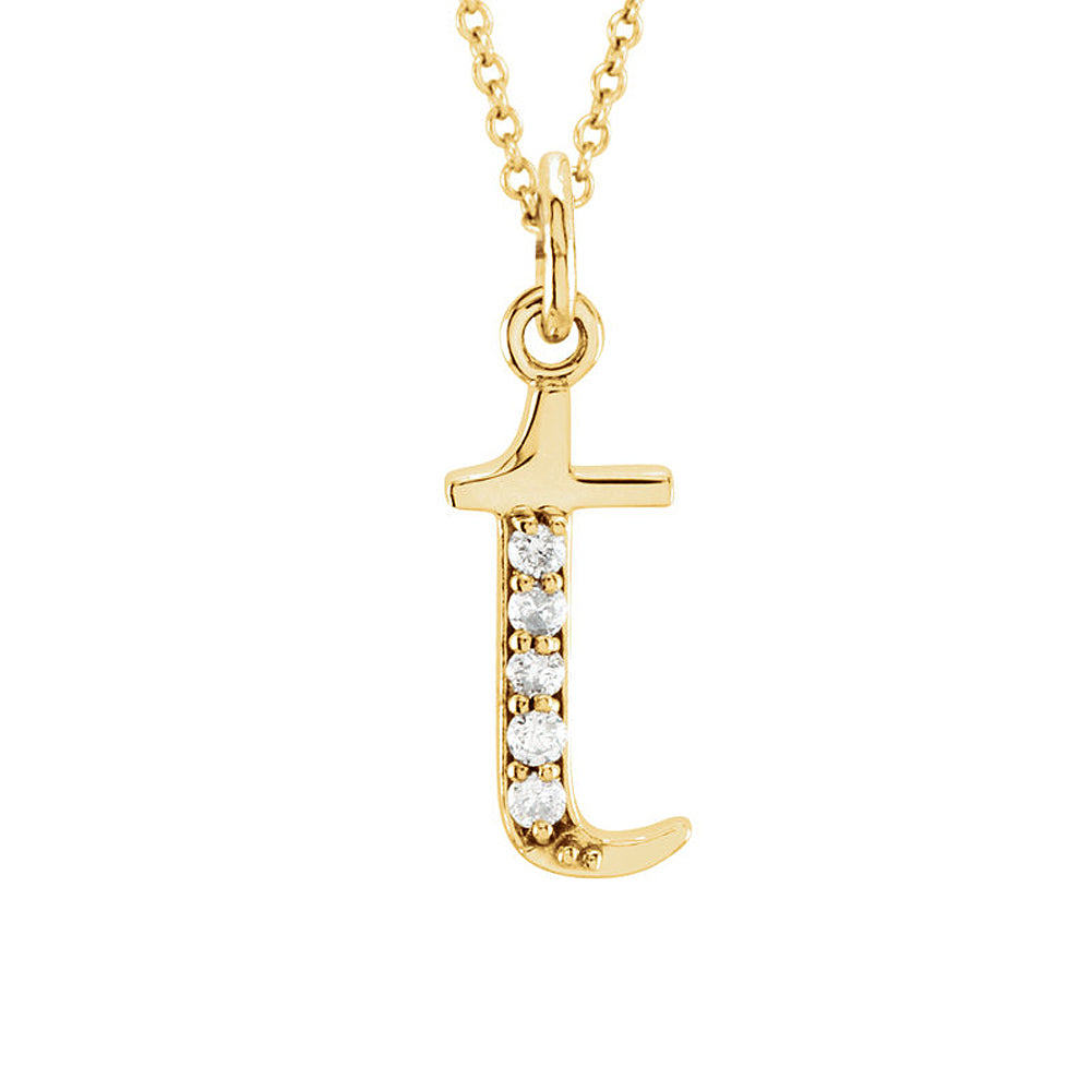 The Abbey 14k Yellow Diamond Lower Case Initial 't' Necklace 16