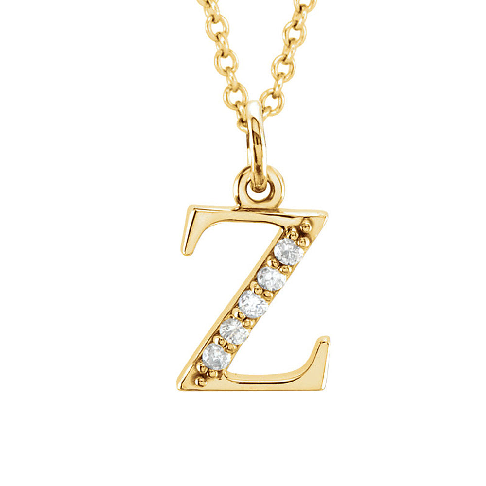 The Abbey 14k Yellow Diamond Lower Case Initial &#39;z&#39; Necklace 16 Inch, Item N10368-Z by The Black Bow Jewelry Co.