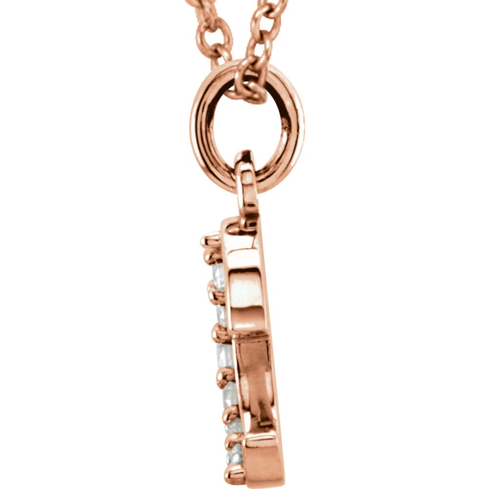 Alternate view of the The Abbey 14k Rose Gold Diamond Lower Case Initial &#39;e&#39; Necklace 16 In by The Black Bow Jewelry Co.