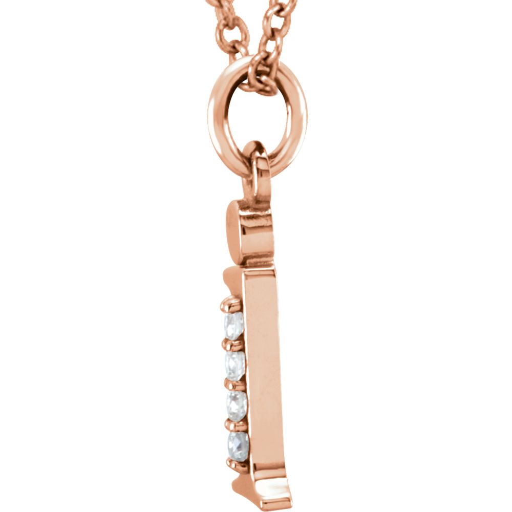 Alternate view of the The Abbey 14k Rose Gold Diamond Lower Case Initial &#39;i&#39; Necklace 16 In by The Black Bow Jewelry Co.