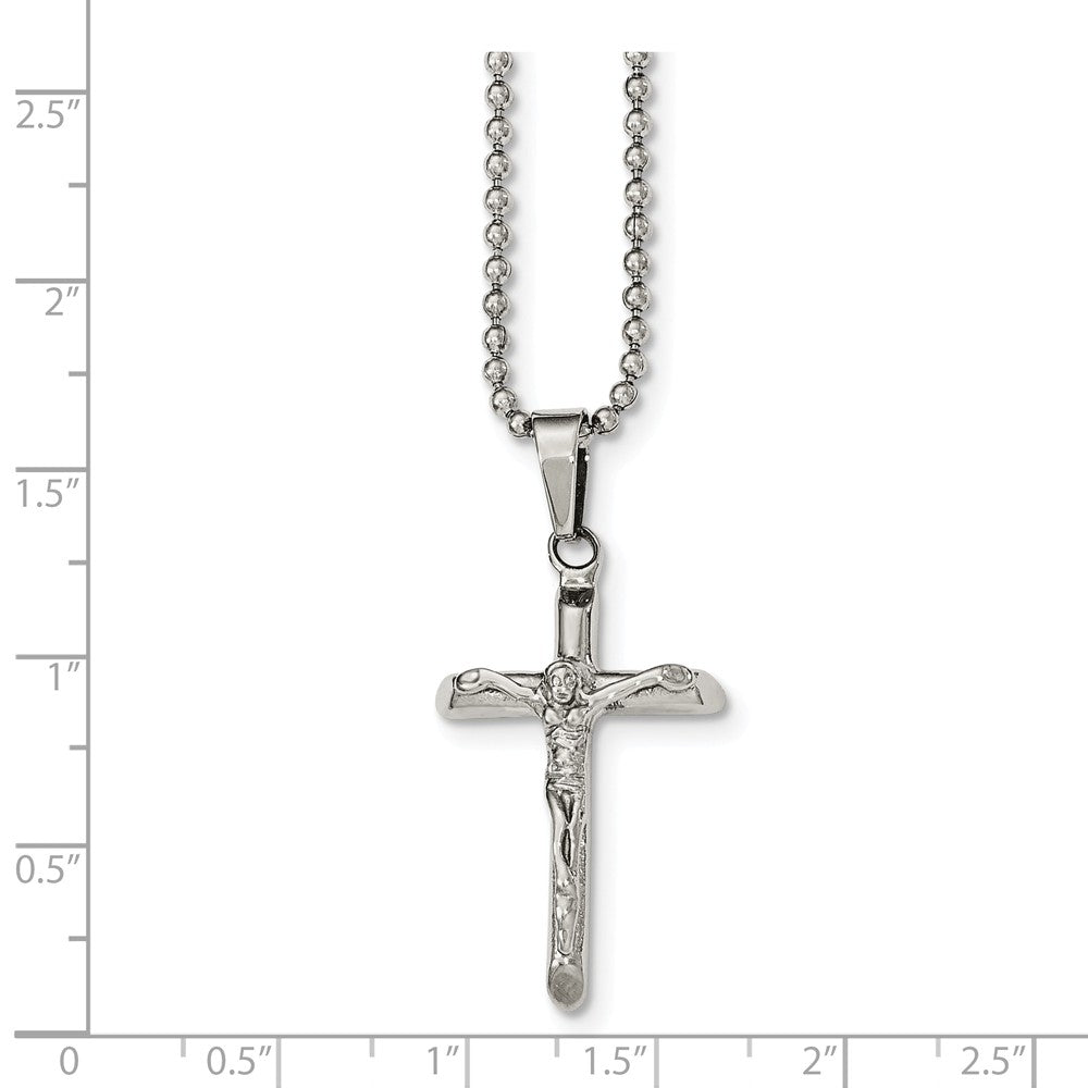 Alternate view of the Crucifix Cross Necklace in Stainless Steel, 20 Inch by The Black Bow Jewelry Co.