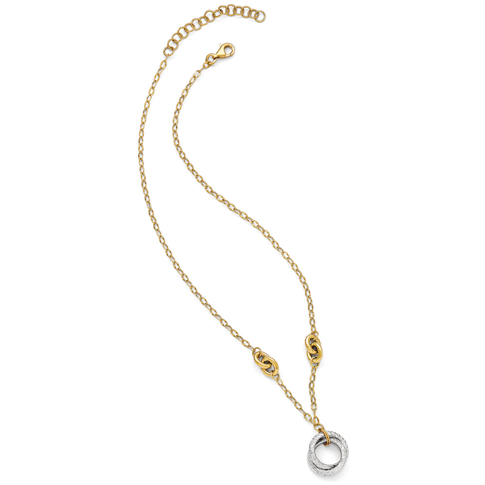 Italian Entwined Circle 14k Two Tone Gold Necklace, 16-18 Inch, Item N10409 by The Black Bow Jewelry Co.