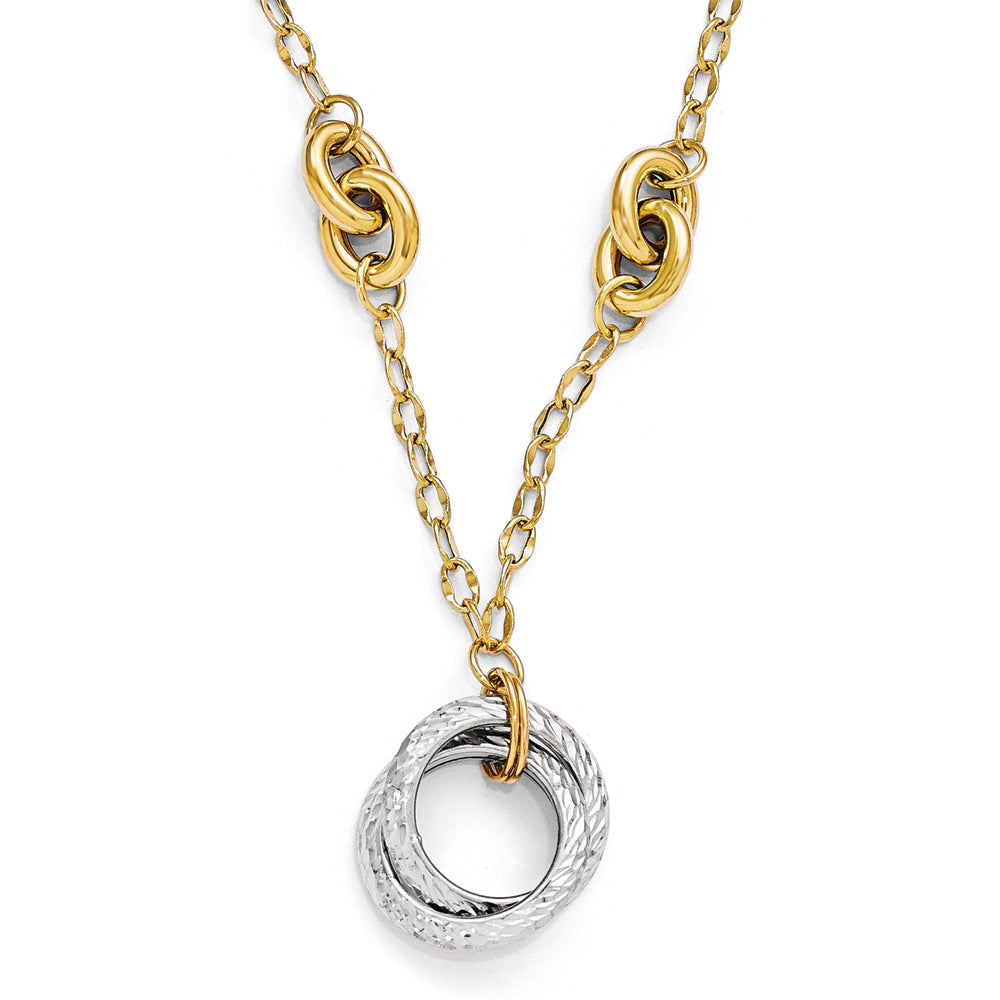 Alternate view of the Italian Entwined Circle 14k Two Tone Gold Necklace, 16-18 Inch by The Black Bow Jewelry Co.