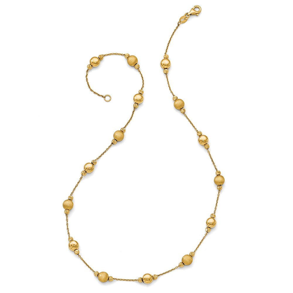 Alternate view of the Multi Finish 6mm Bead Station Necklace in 14k Yellow Gold, 17 Inch by The Black Bow Jewelry Co.