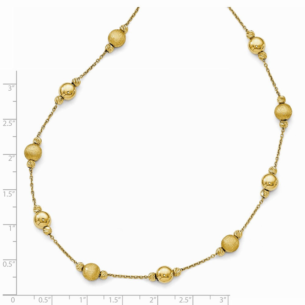 Alternate view of the Multi Finish 6mm Bead Station Necklace in 14k Yellow Gold, 17 Inch by The Black Bow Jewelry Co.