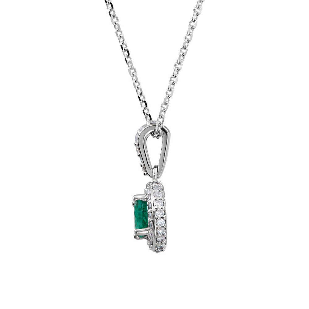 Alternate view of the Emerald &amp; 1/4 Ctw Diamond Entourage 14k White Gold Necklace, 18 Inch by The Black Bow Jewelry Co.