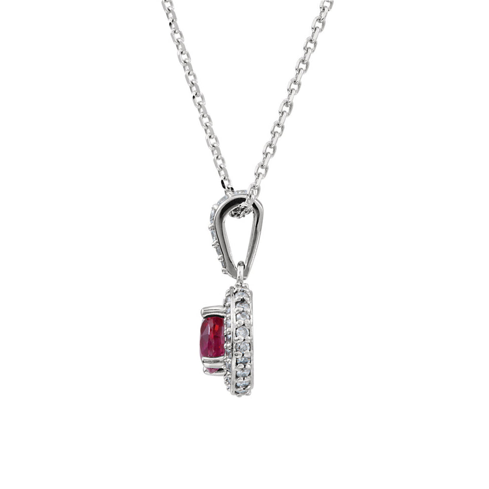 Alternate view of the Ruby &amp; 1/4 Ctw Diamond Entourage 14k White Gold Necklace, 18 Inch by The Black Bow Jewelry Co.