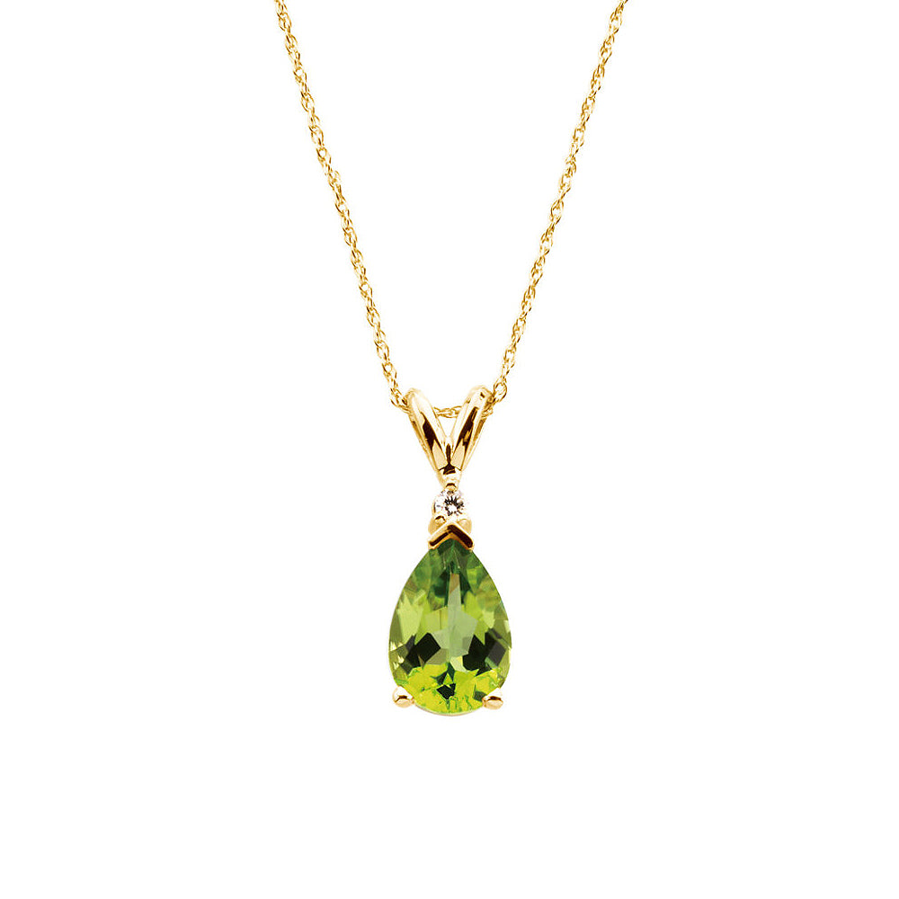 Brilliance Fine Jewelry Genuine Peridot Diamond Accent Necklace in Sterling  Silver and 10kt Yellow Gold,18