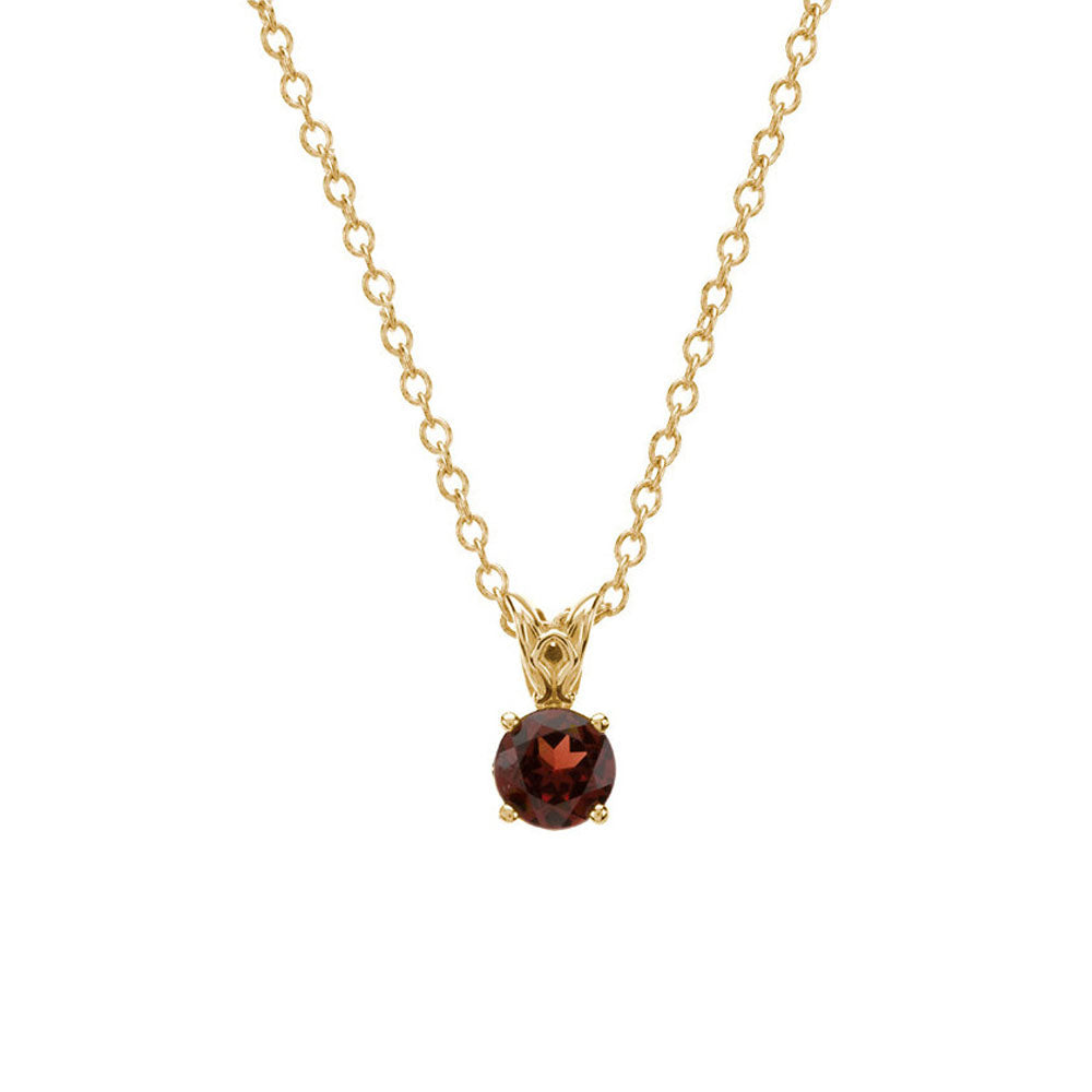 6mm Round Mozambique Garnet Necklace in 14k Yellow Gold, 18 Inch, Item N10477 by The Black Bow Jewelry Co.