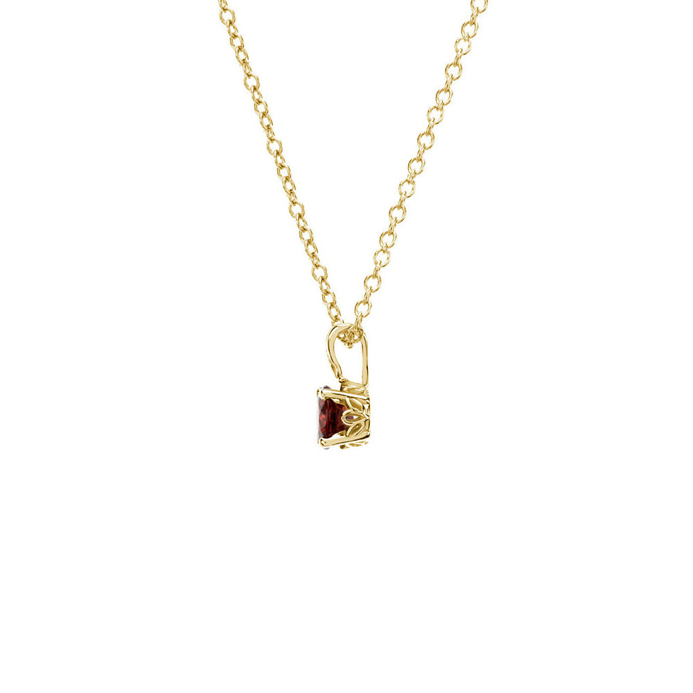 Alternate view of the 6mm Round Mozambique Garnet Necklace in 14k Yellow Gold, 18 Inch by The Black Bow Jewelry Co.
