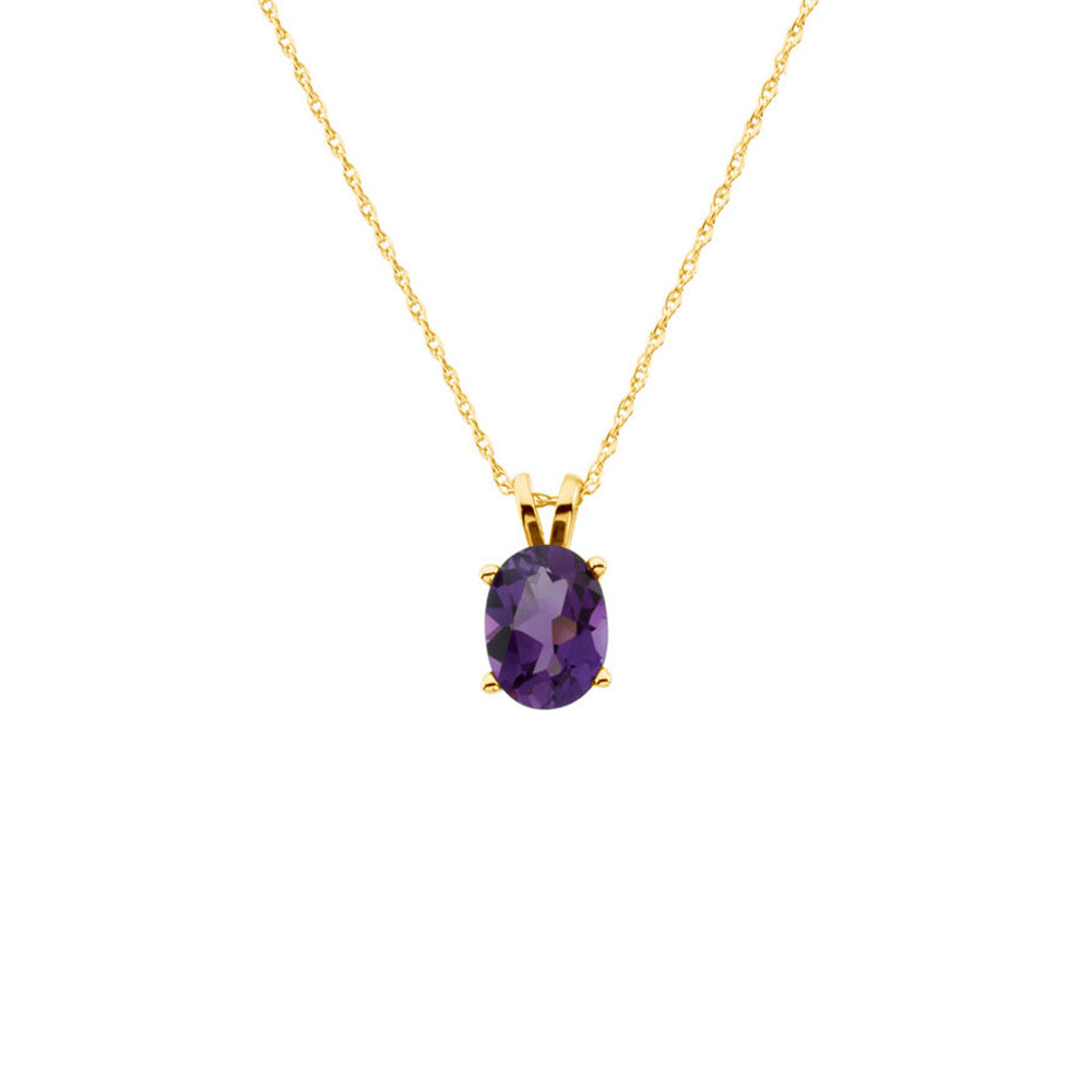 8 x 6mm Oval Amethyst Necklace in 14k Yellow Gold, 18 Inch, Item N10481 by The Black Bow Jewelry Co.