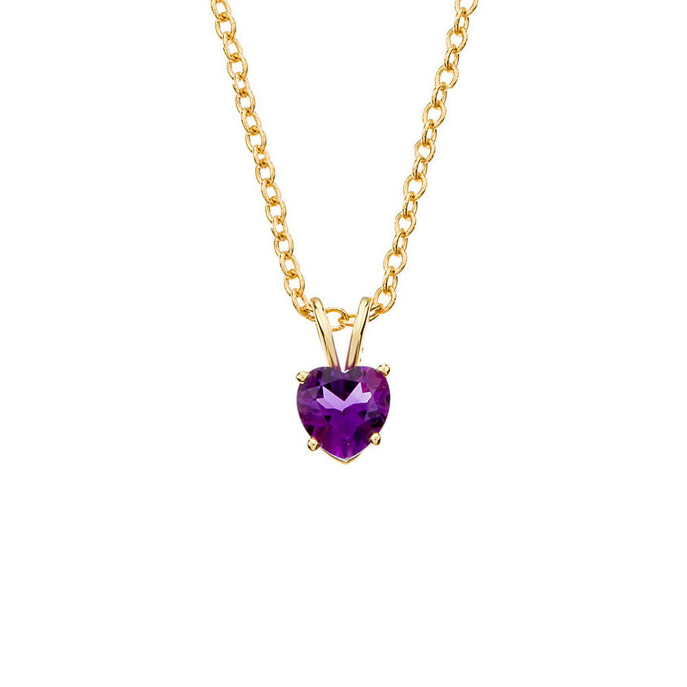 6mm Amethyst Heart Cable Chain Necklace in 14k Yellow Gold, 18 Inch, Item N10482 by The Black Bow Jewelry Co.