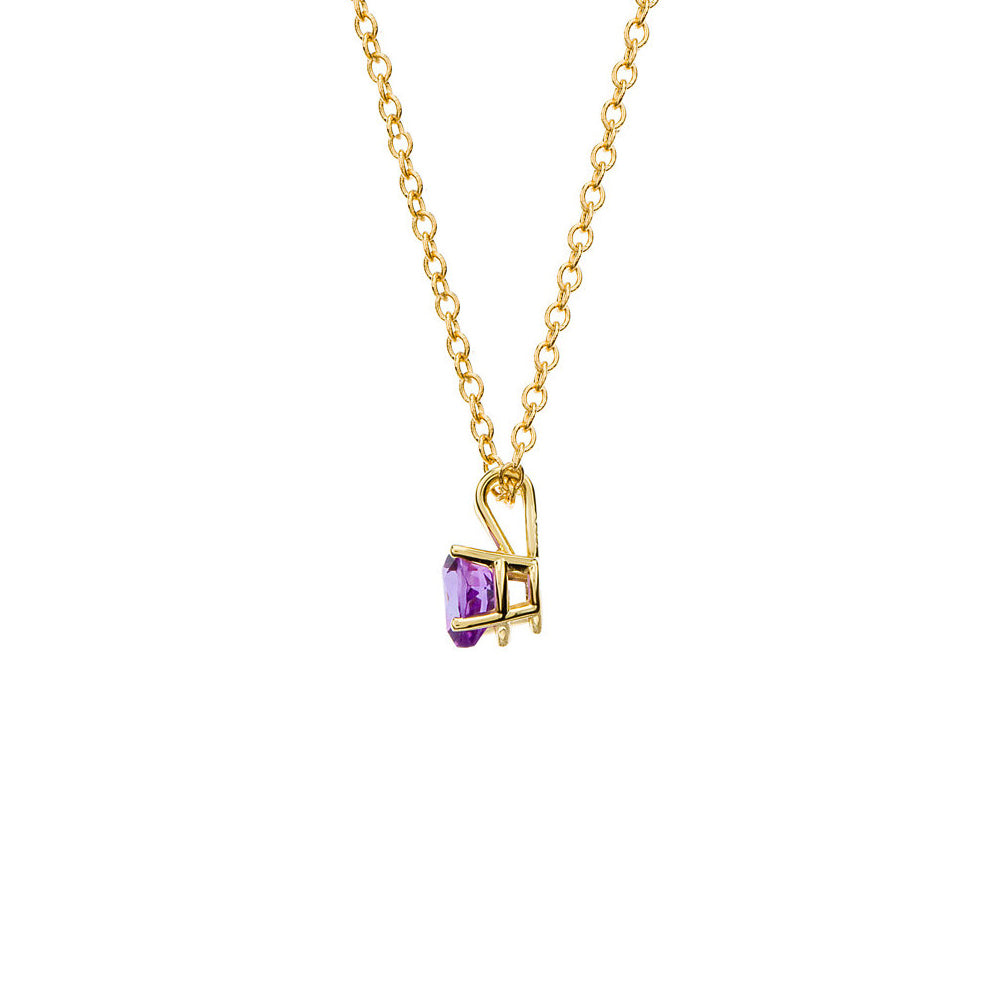 Alternate view of the 6mm Amethyst Heart Cable Chain Necklace in 14k Yellow Gold, 18 Inch by The Black Bow Jewelry Co.