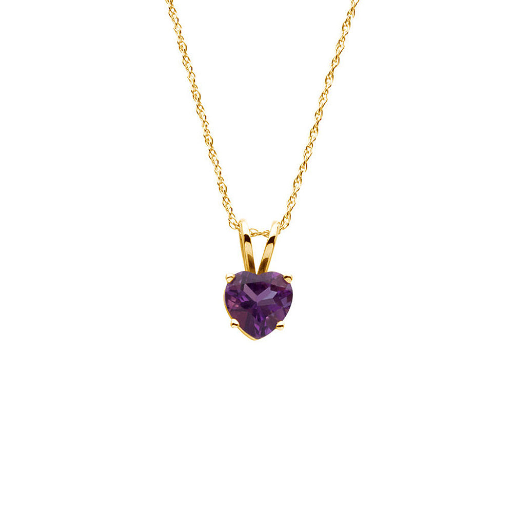 6mm Amethyst Heart Rope Chain Necklace in 14k Yellow Gold, 18 Inch, Item N10483 by The Black Bow Jewelry Co.