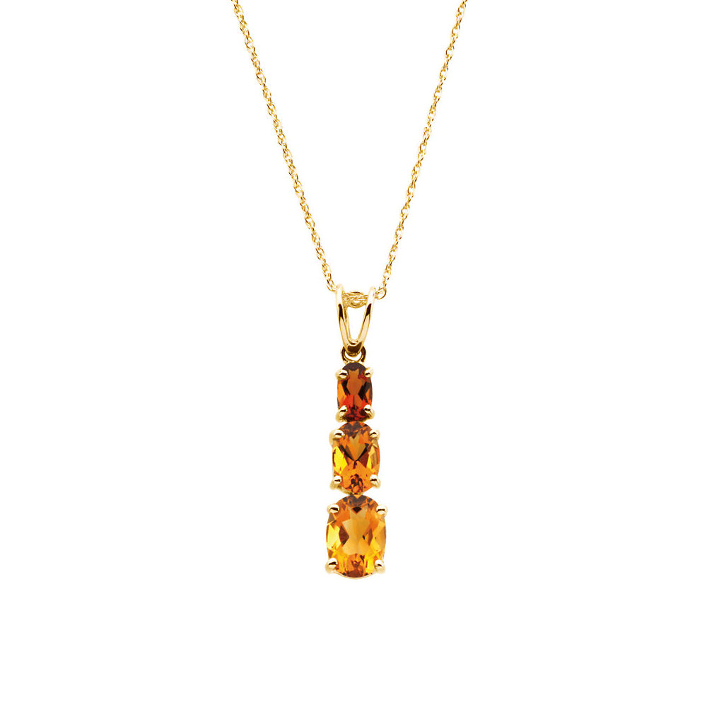 3-Stone Citrine &amp; Madeira Citrine Necklace in 14k Yellow Gold, 18 Inch, Item N10487 by The Black Bow Jewelry Co.