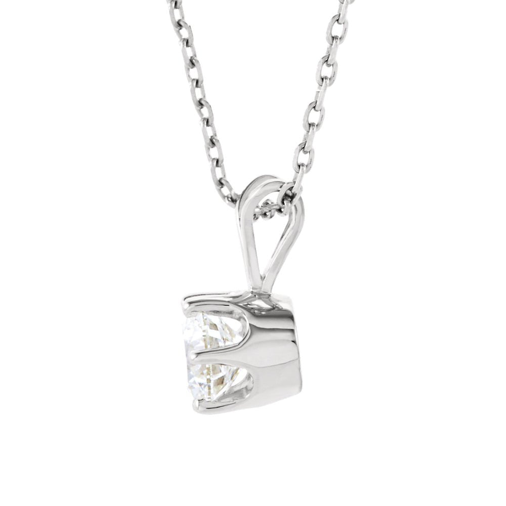 Alternate view of the 1/2 Ct Round Diamond Solitaire Necklace in 14k White Gold, 18 Inch by The Black Bow Jewelry Co.
