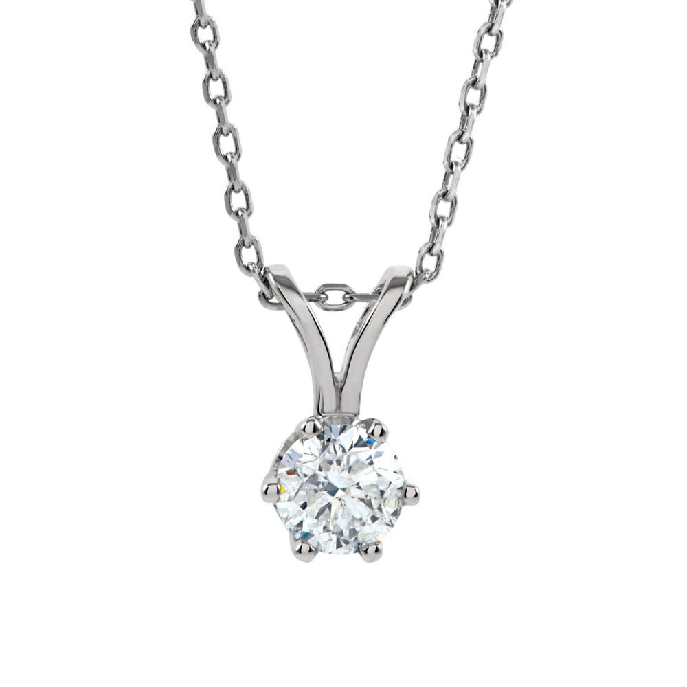 1/3 Ct Round Diamond Solitaire Necklace in 14k White Gold, 18 Inch, Item N10490 by The Black Bow Jewelry Co.