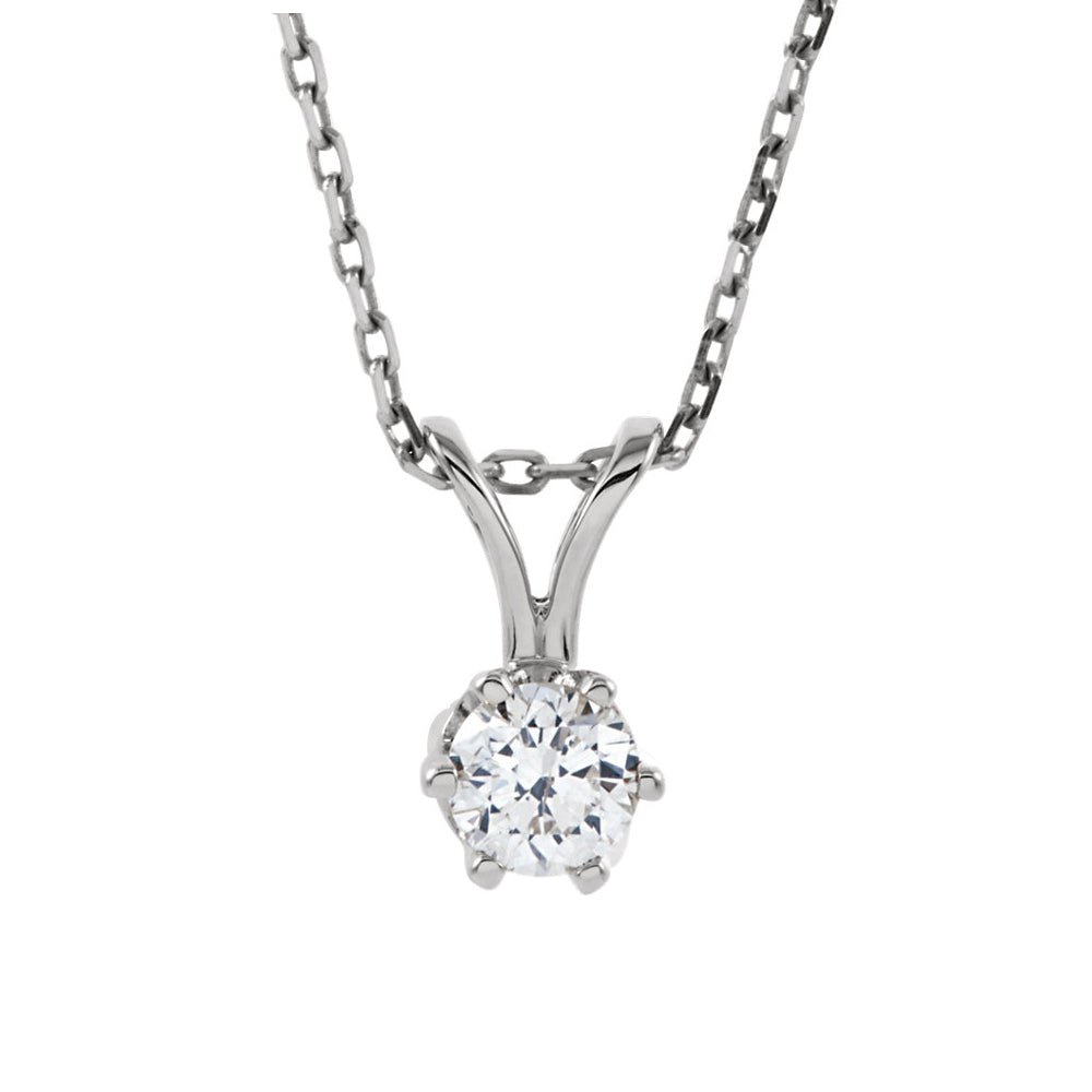 1/4 Ct Round Diamond Solitaire Necklace in 14k White Gold, 18 Inch, Item N10491 by The Black Bow Jewelry Co.