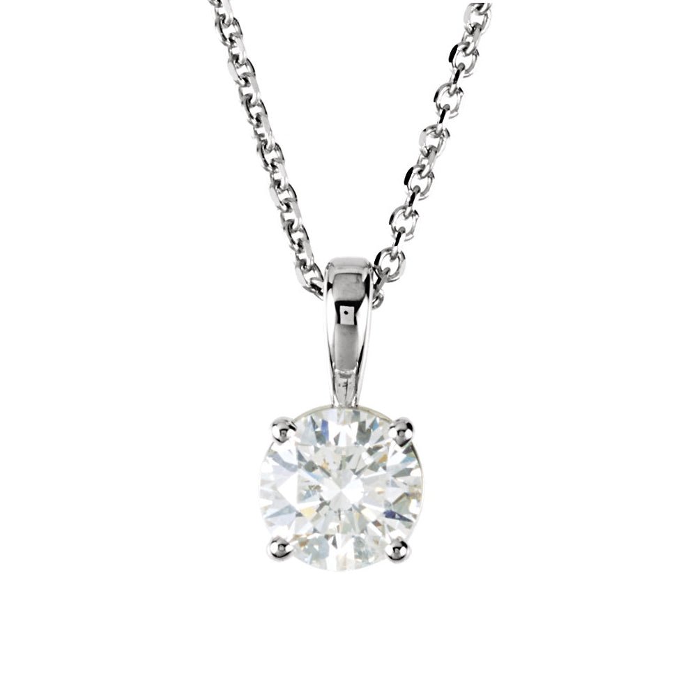 1/2 Carat Round Diamond Solitaire Necklace in 14k White Gold, 18 Inch, Item N10493 by The Black Bow Jewelry Co.