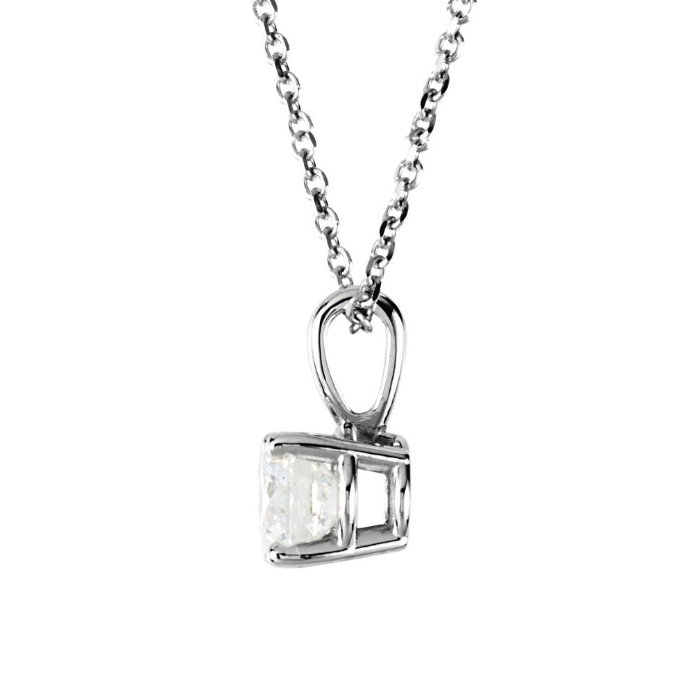 Alternate view of the 1/2 Carat Round Diamond Solitaire Necklace in 14k White Gold, 18 Inch by The Black Bow Jewelry Co.