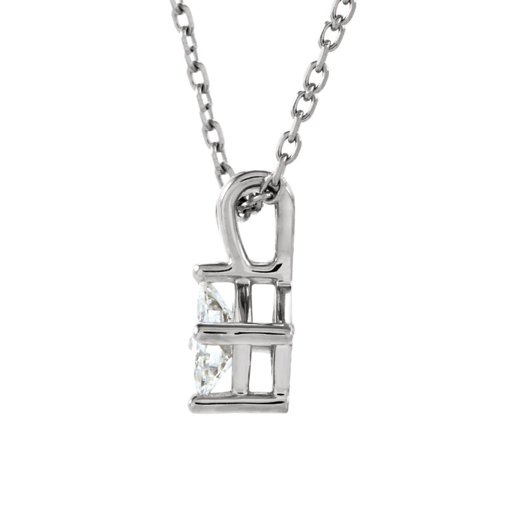 Alternate view of the 1/4 Ct Princess Diamond Solitaire Necklace in 14k White Gold, 18 Inch by The Black Bow Jewelry Co.