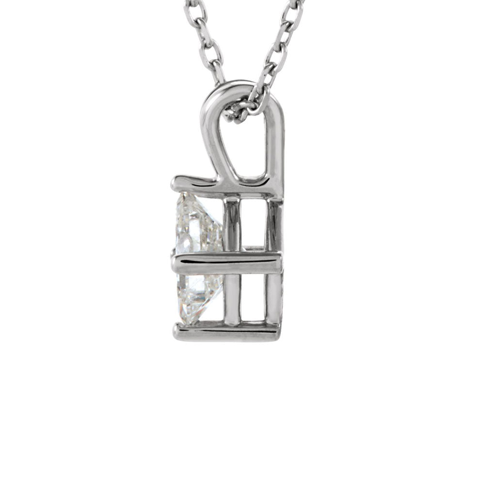 Alternate view of the 3/8 Ct Princess Diamond Solitaire Necklace in 14k White Gold, 18 Inch by The Black Bow Jewelry Co.