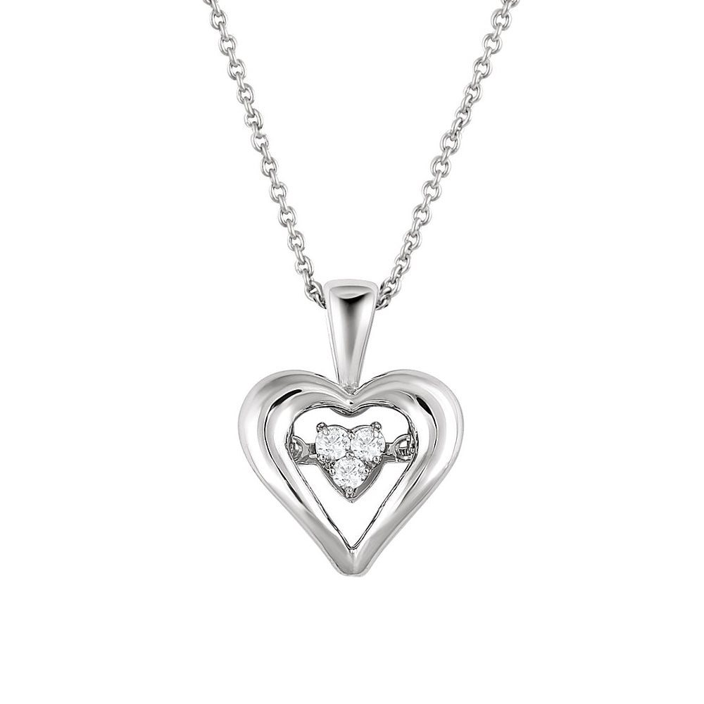 1/10 Cttw Diamond Heart Necklace in Sterling Silver, 18 Inch