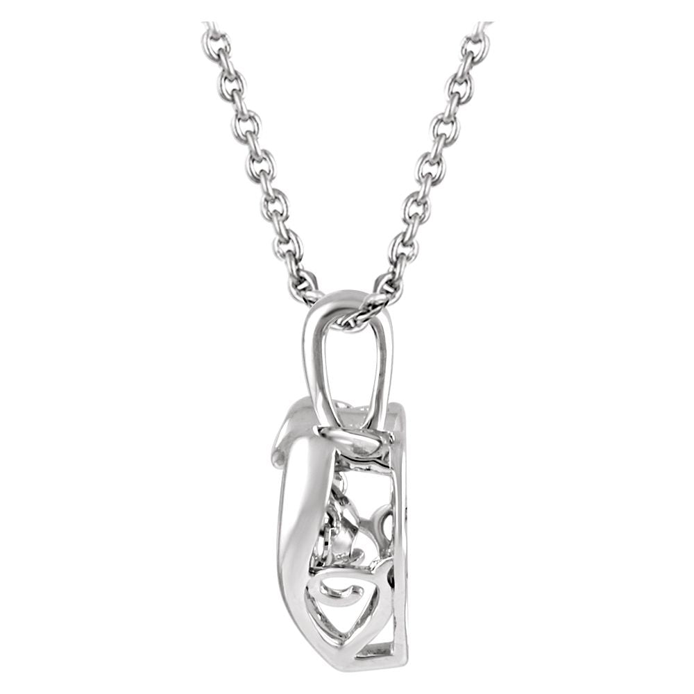 1/10 Cttw Diamond Heart Necklace in Sterling Silver, 18 Inch
