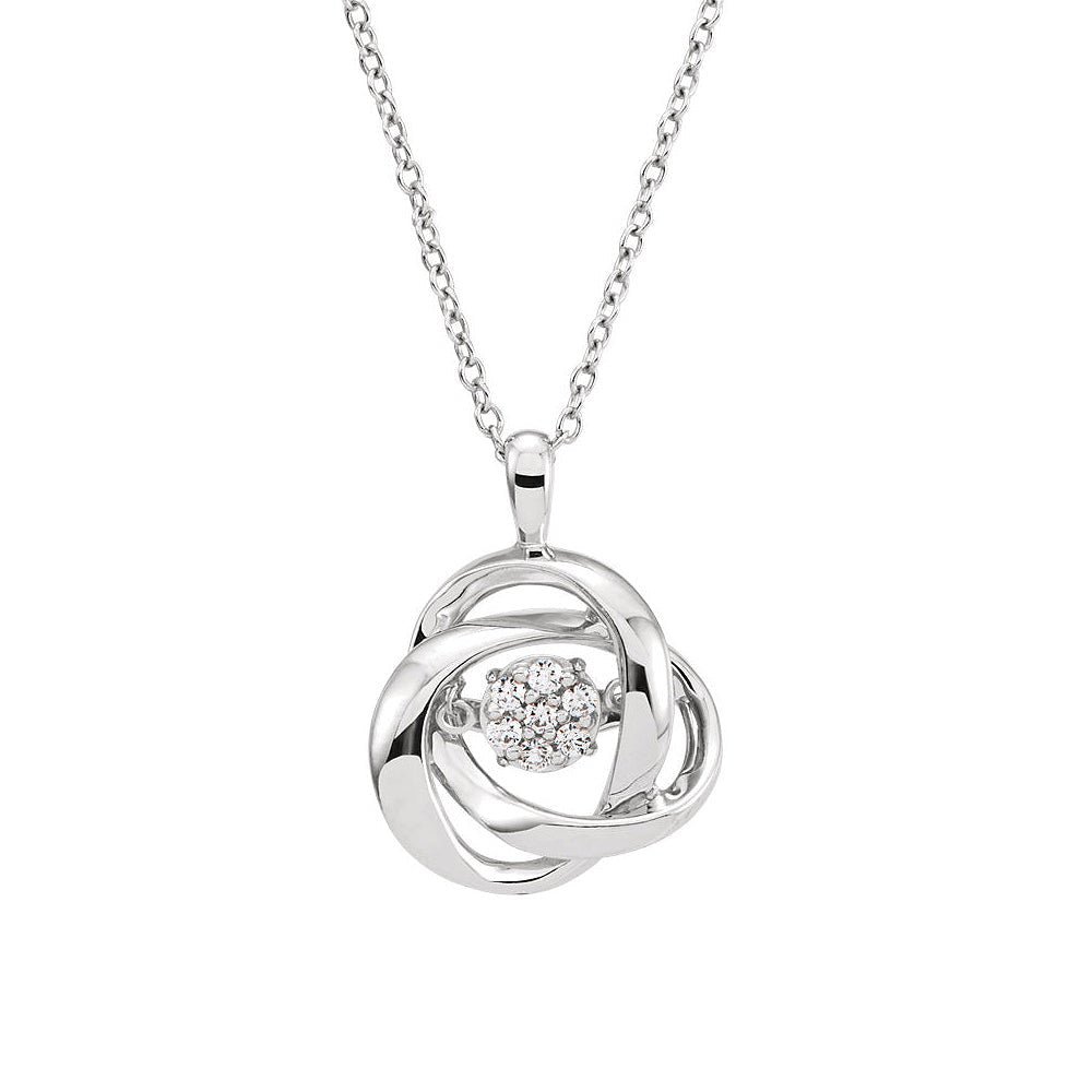 1/10 Cttw Diamond Knot Necklace in Sterling Silver, 18 Inch, Item N10500 by The Black Bow Jewelry Co.