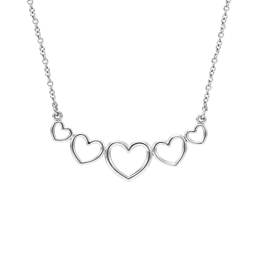 Graduated Heart Necklace in 14k White Gold, 17.25 Inch, Item N10502 by The Black Bow Jewelry Co.