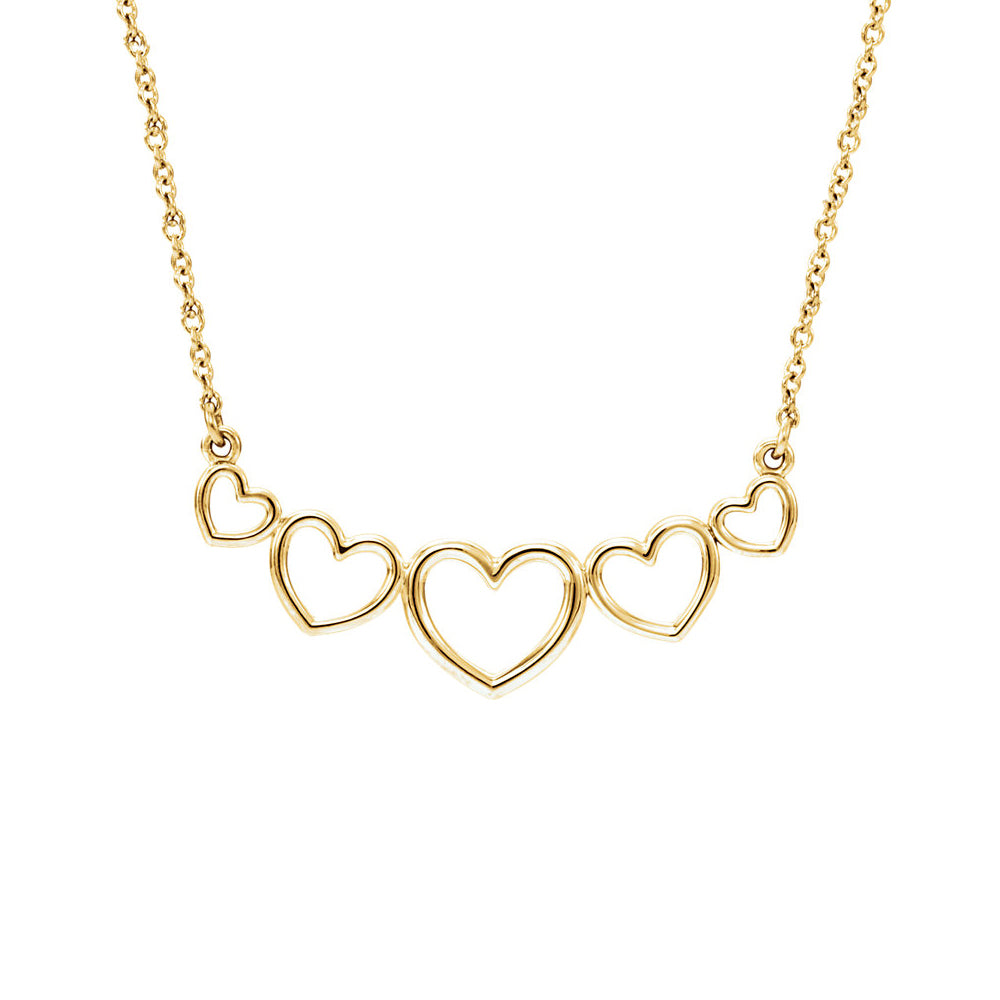 Graduated Heart Necklace in 14k Yellow Gold, 17.25 Inch, Item N10503 by The Black Bow Jewelry Co.