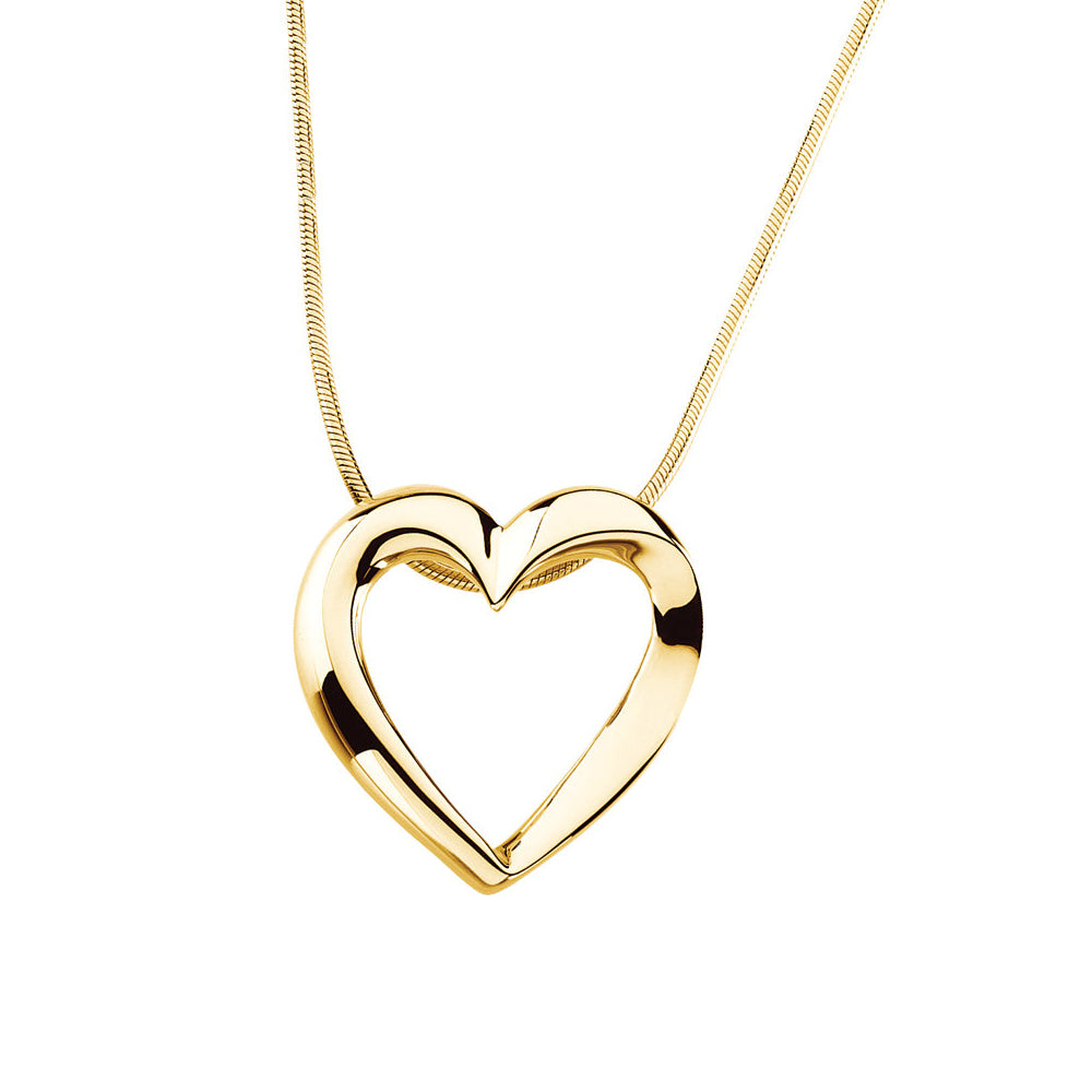 22mm Heart Slide &amp; Snake Chain Necklace in 14k Yellow Gold, 18 Inch, Item N10510 by The Black Bow Jewelry Co.