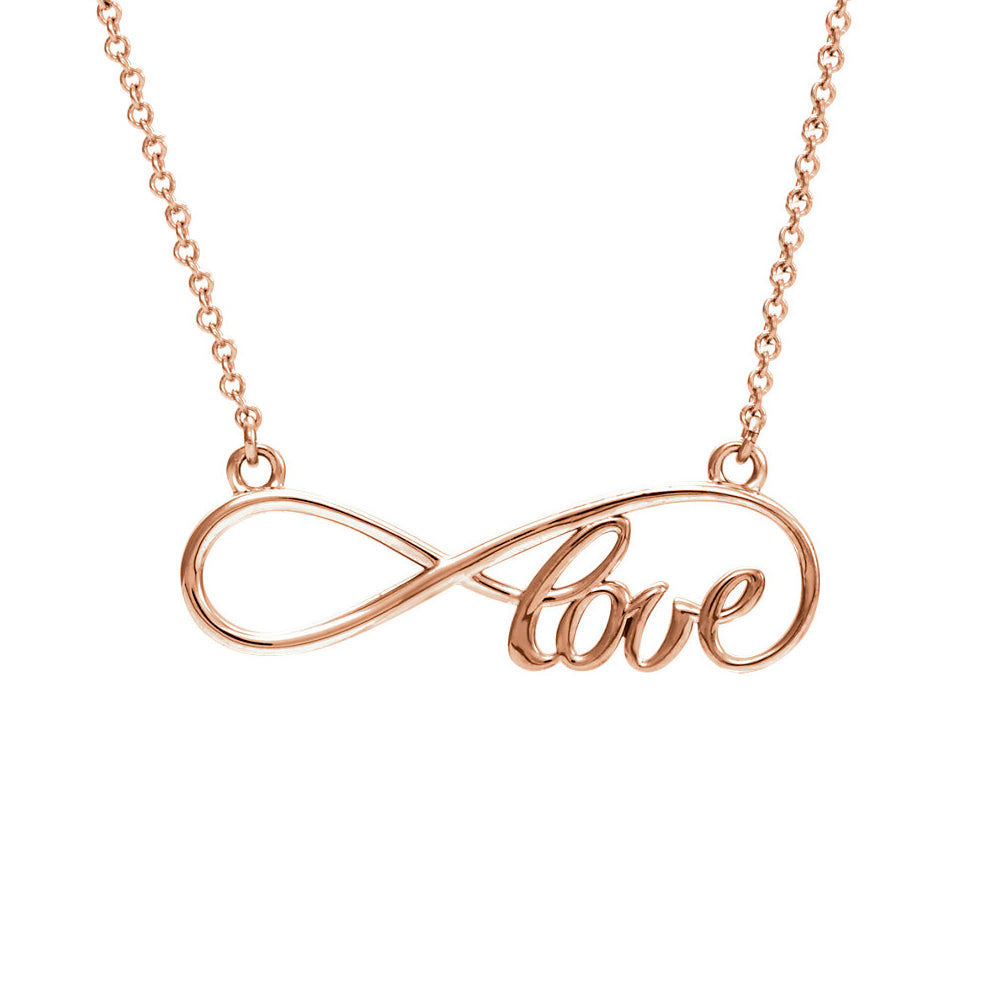 Love Infinity Necklace in 14k Rose Gold, 16 Inch, Item N10513 by The Black Bow Jewelry Co.