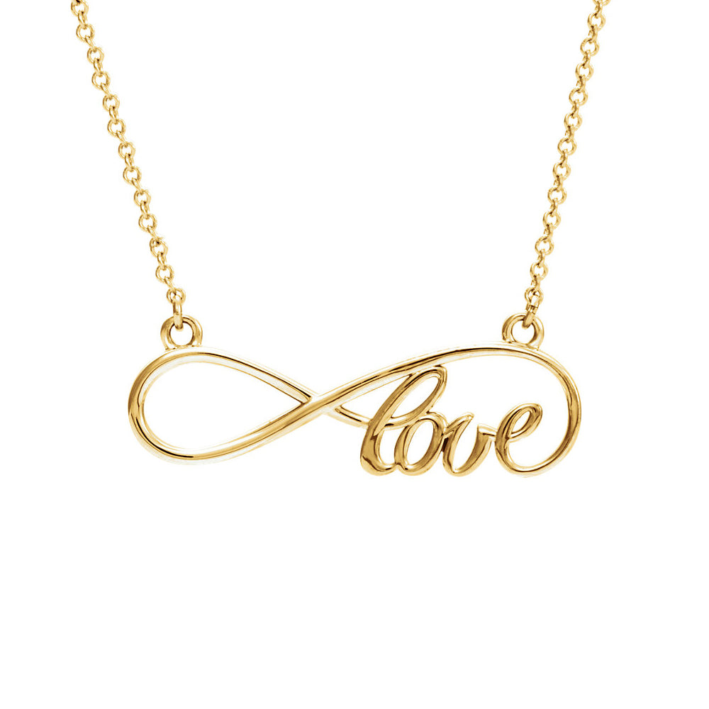 Love Infinity Necklace in 14k Yellow Gold, 16 Inch, Item N10514 by The Black Bow Jewelry Co.