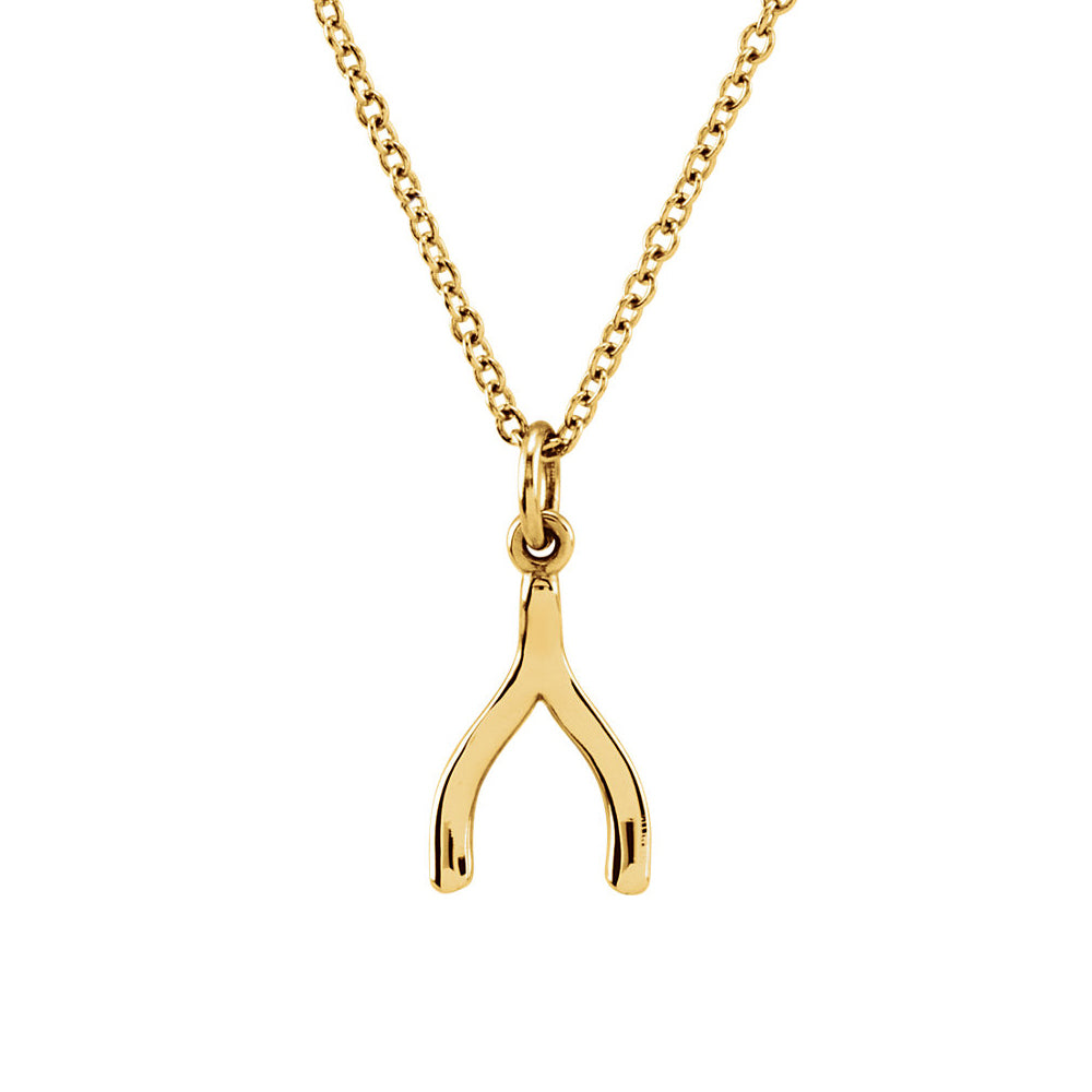 Tiny Wishbone Necklace in 14k Yellow Gold, 18 Inch, Item N10517 by The Black Bow Jewelry Co.