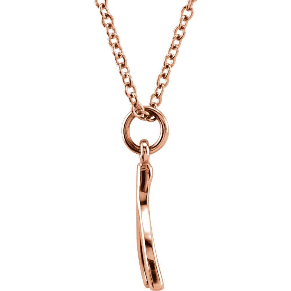 Alternate view of the Tiny Wishbone Necklace in 14k Rose Gold, 18 Inch by The Black Bow Jewelry Co.