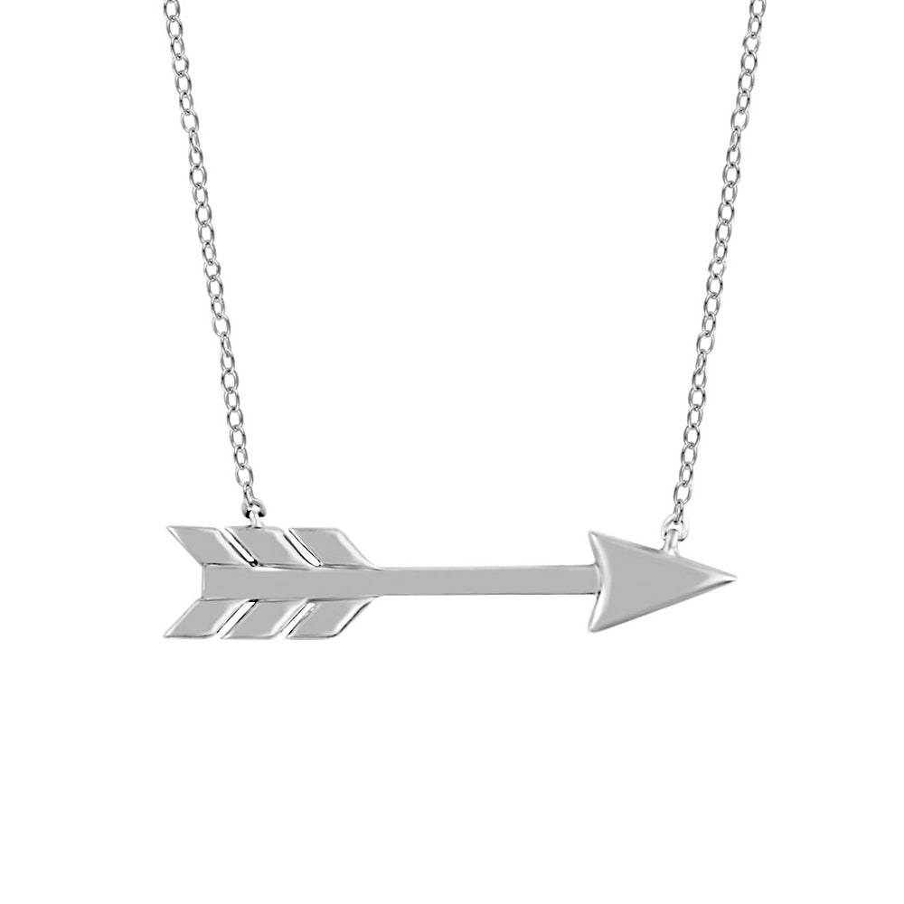 Dainty Horizontal Arrow Necklace in 14k White Gold, 18 Inch, Item N10521 by The Black Bow Jewelry Co.