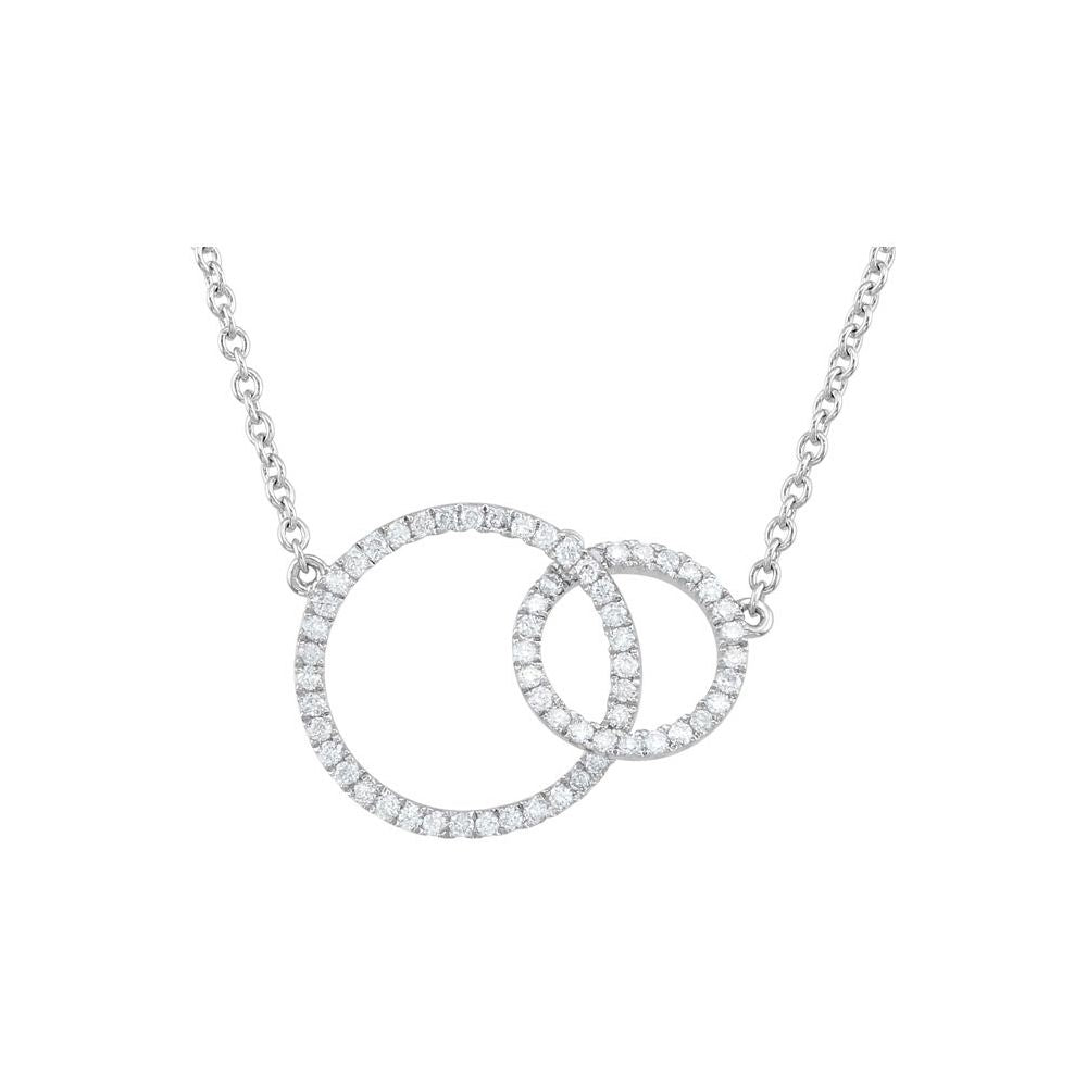 1/3 Cttw White Diamond Double Circle 14k White Gold Necklace, 18 Inch, Item N10523 by The Black Bow Jewelry Co.