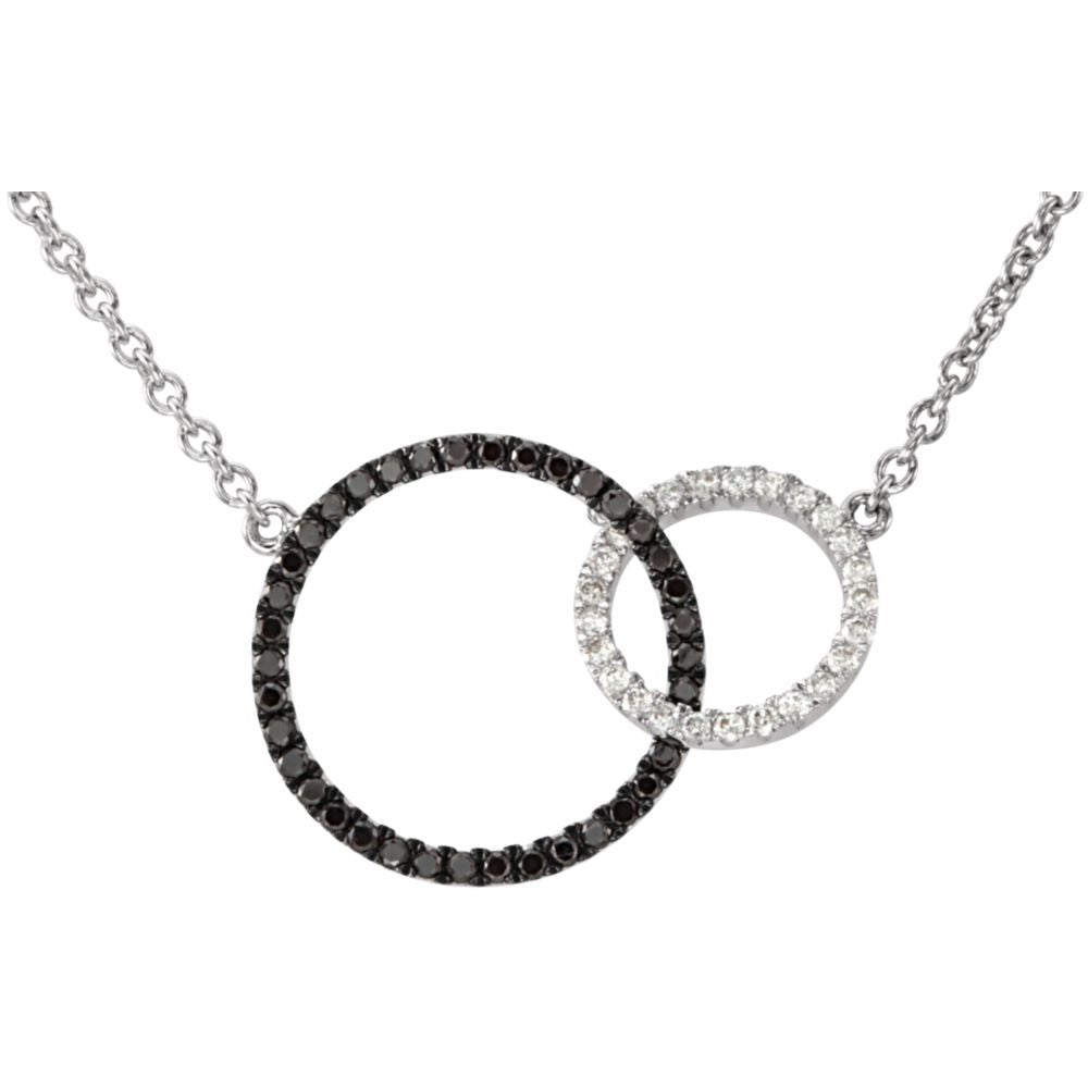 1/3 Cttw Black &amp; White Diamond Circle 14k White Gold Necklace, 18 Inch, Item N10524 by The Black Bow Jewelry Co.