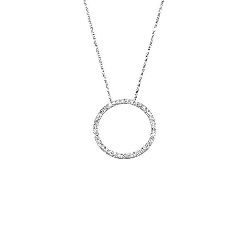 26mm 1 Cttw Diamond Circle Necklace in 14k White Gold, 18 Inch, Item N10525 by The Black Bow Jewelry Co.