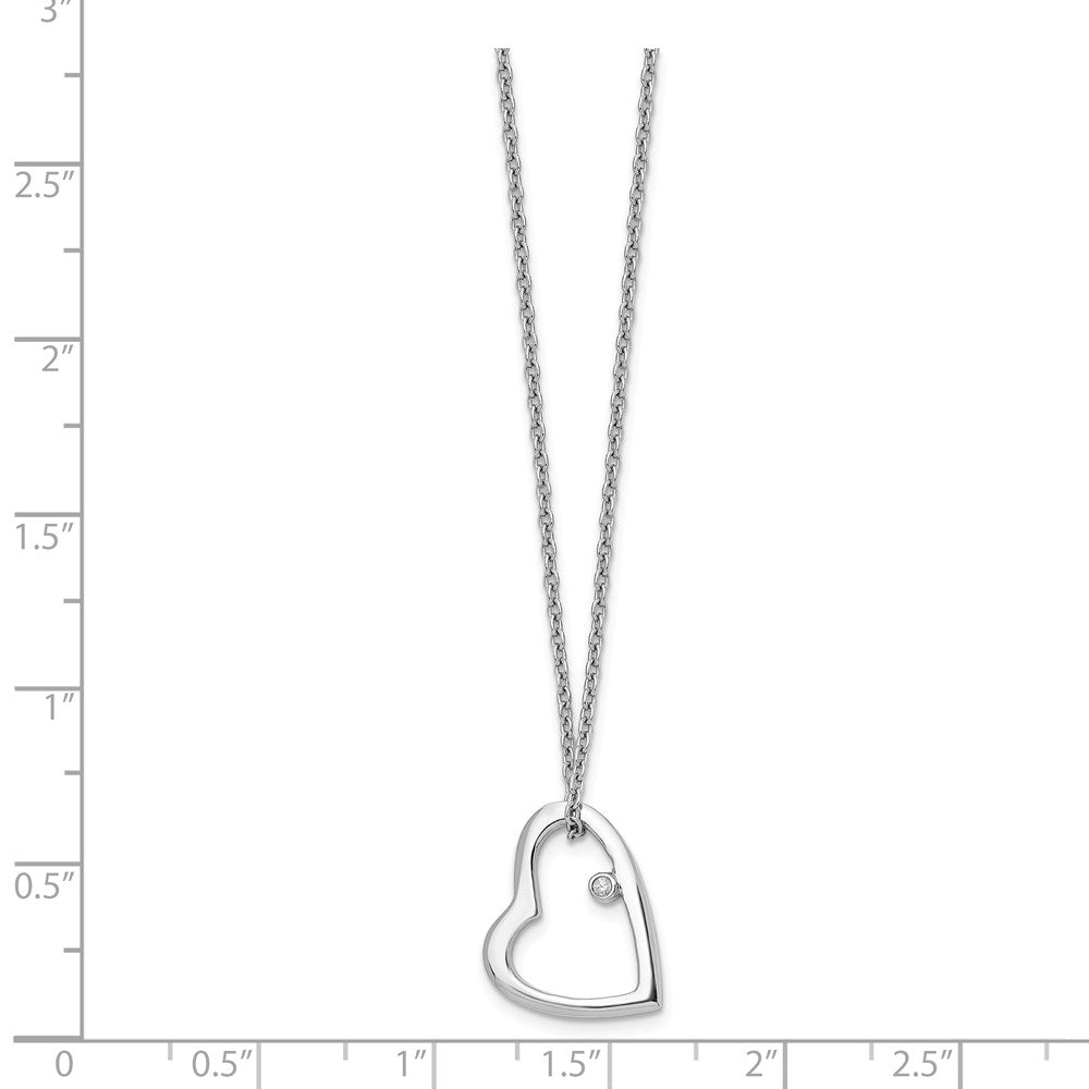 Alternate view of the Diamond Heart Necklace in Rhodium Plated Silver, 18-20 Inch by The Black Bow Jewelry Co.
