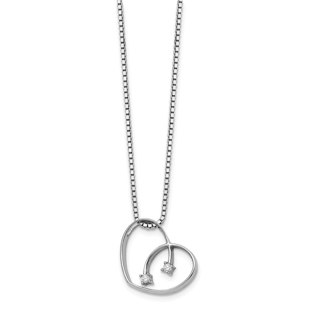 16mm Diamond Open Heart Necklace in Rhodium Plated Silver, 18-20 Inch, Item N10529 by The Black Bow Jewelry Co.