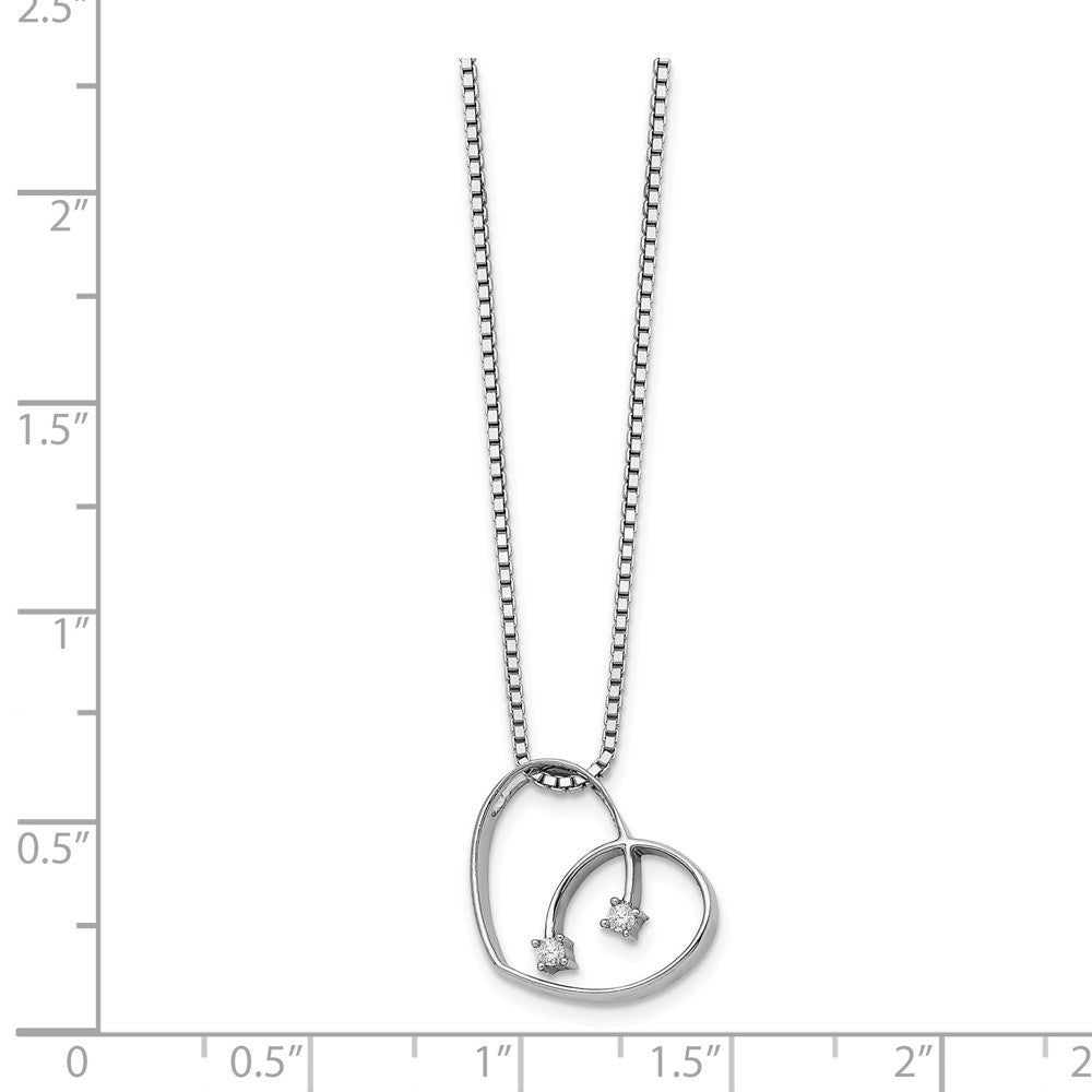 Alternate view of the 16mm Diamond Open Heart Necklace in Rhodium Plated Silver, 18-20 Inch by The Black Bow Jewelry Co.