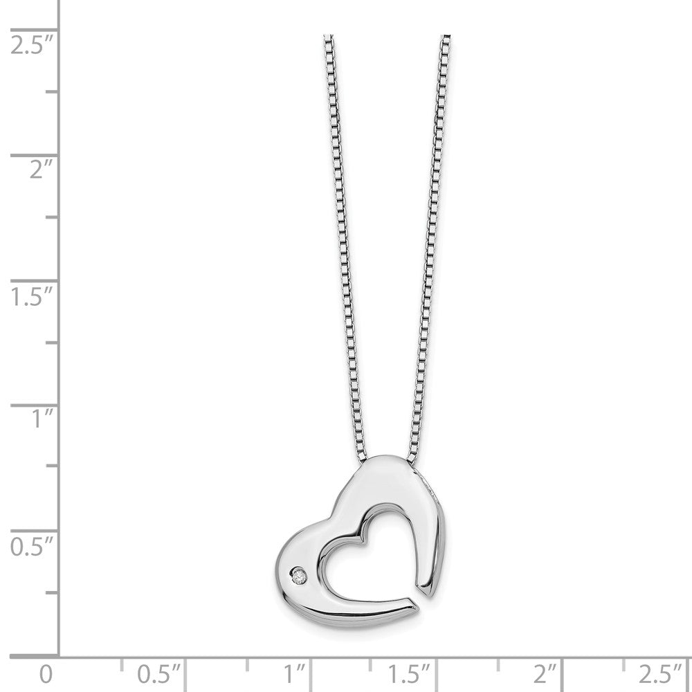 Alternate view of the Cutout Diamond Heart Necklace in Rhodium Plated Silver, 18-20 Inch by The Black Bow Jewelry Co.